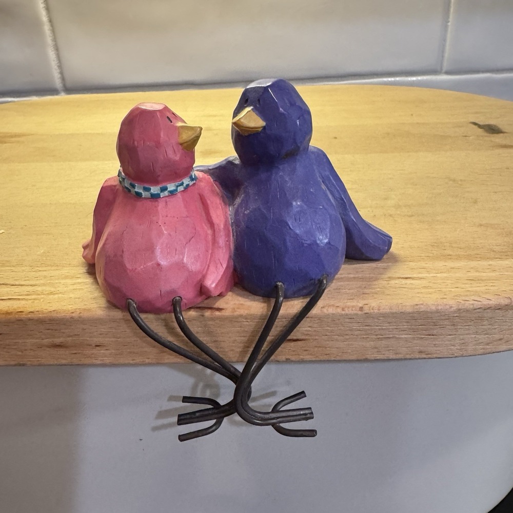 Love Birds Russ Berrie Tweet vintage Shelf Sitter Hook EUC Clean‎